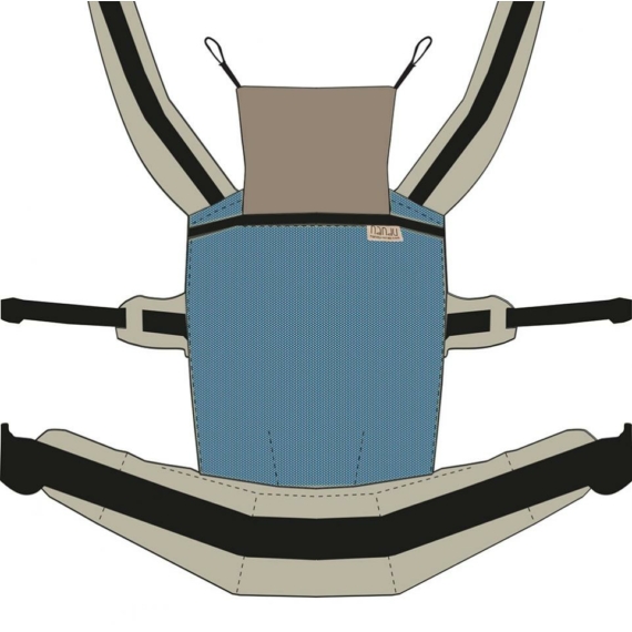 NANDU Bébi Csatos állítható hordozó - kendős azurkék-drapp